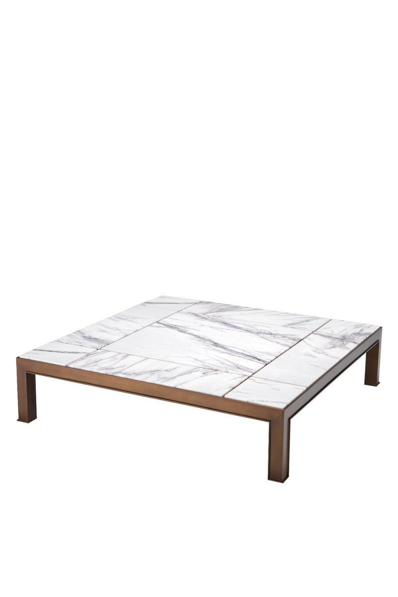 Table basse en marbre blanc et laiton | Eichholtz Tardieu | Meubleluxe.fr