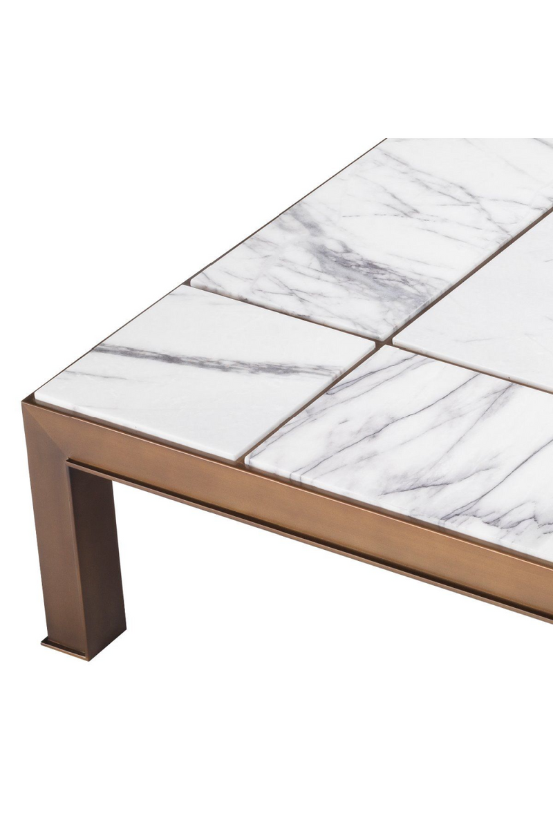 Table basse en marbre blanc et laiton | Eichholtz Tardieu | Meubleluxe.fr