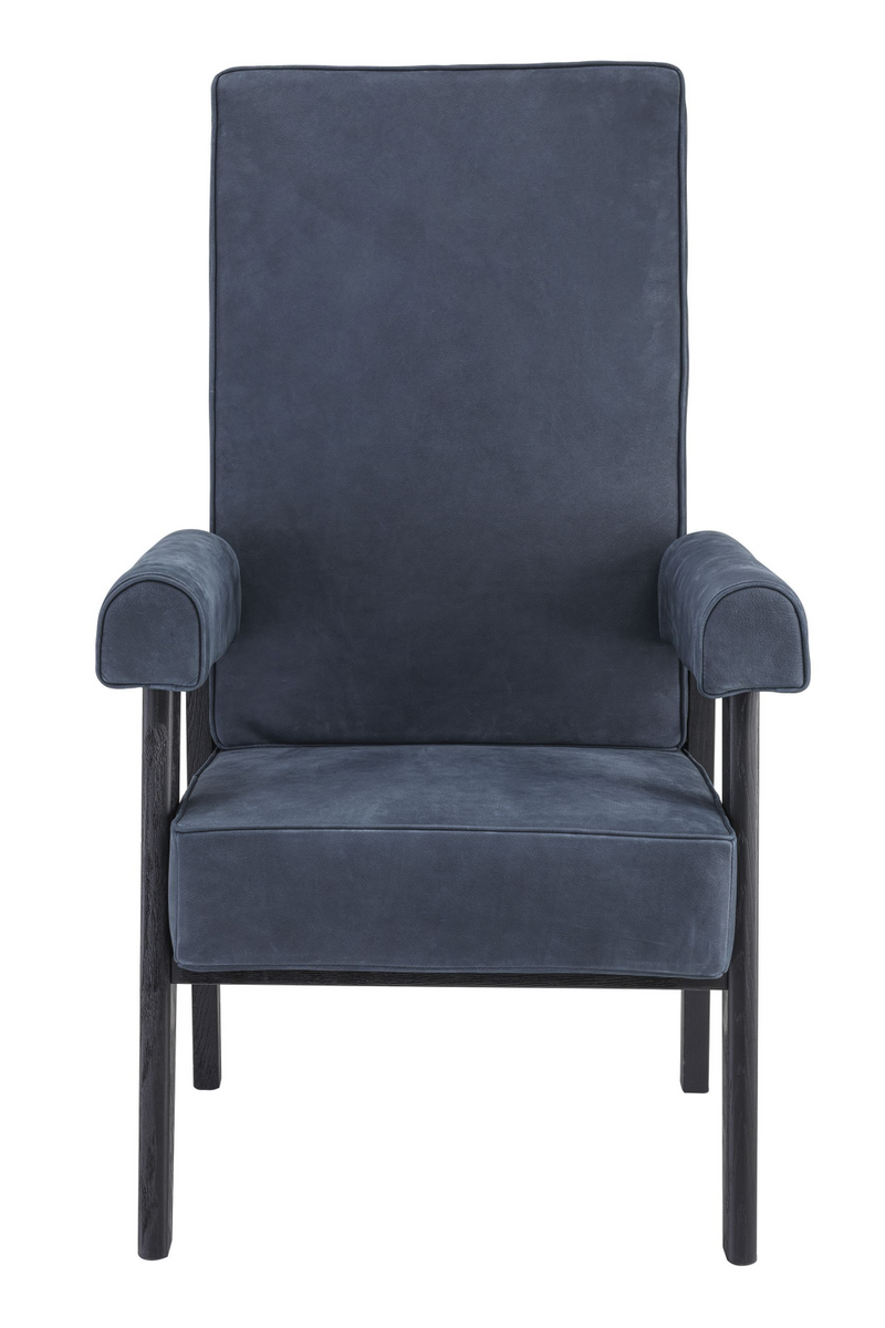 Fauteuil à haut dossier en cuir bleu | Eichholtz Milo | Meubleluxe.fr