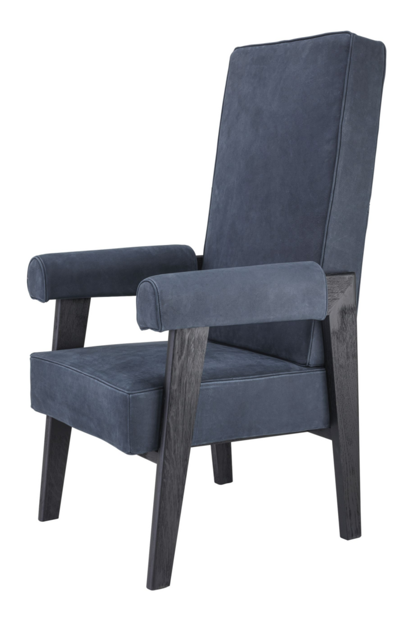 Fauteuil à haut dossier en cuir bleu | Eichholtz Milo | Meubleluxe.fr