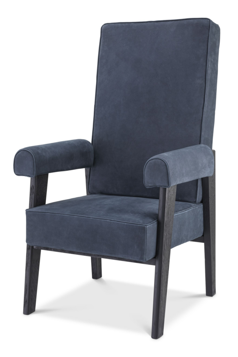 Fauteuil à haut dossier en cuir bleu | Eichholtz Milo | Meubleluxe.fr