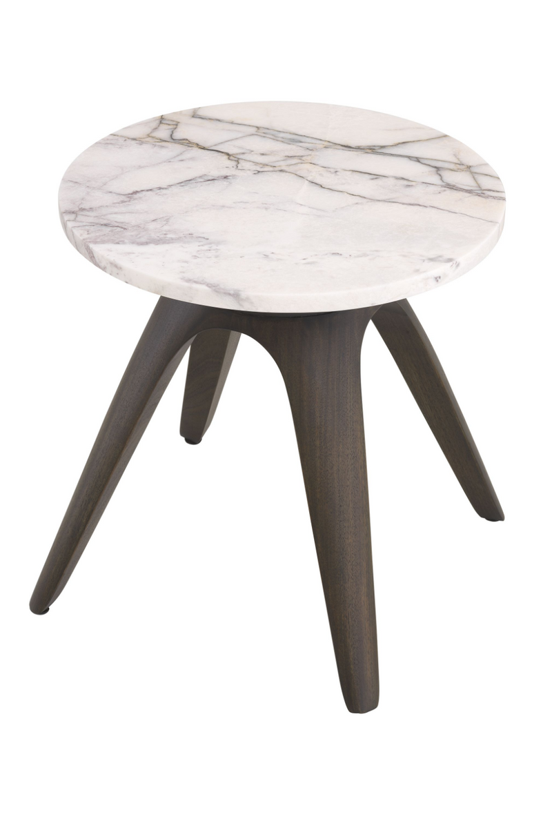 Table d'appoint ronde en marbre blanc | Eichholtz Borre | Meubleluxe.fr