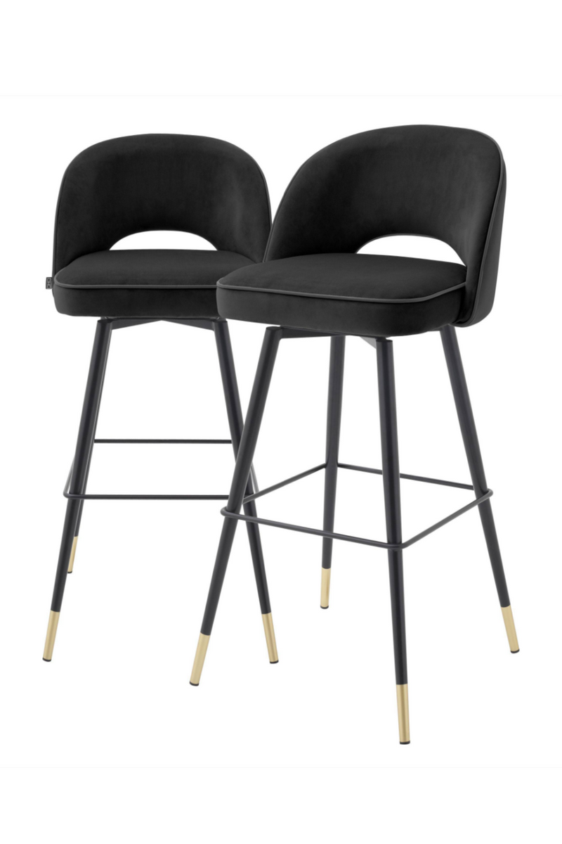 Chaise de bar en velours noir L (lot de 2) | Eichholtz Cliff | Meubleluxe.fr