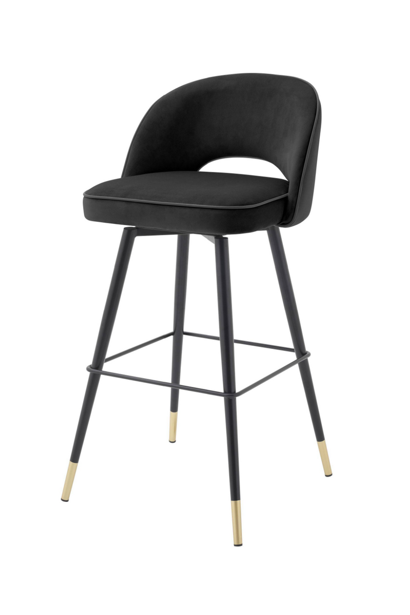 Chaise de bar en velours noir L (lot de 2) | Eichholtz Cliff | Meubleluxe.fr