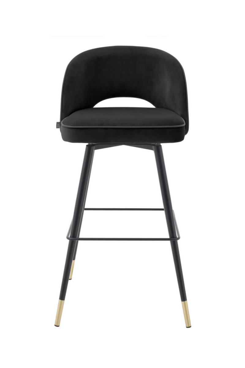 Chaise de bar en velours noir L (lot de 2) | Eichholtz Cliff | Meubleluxe.fr