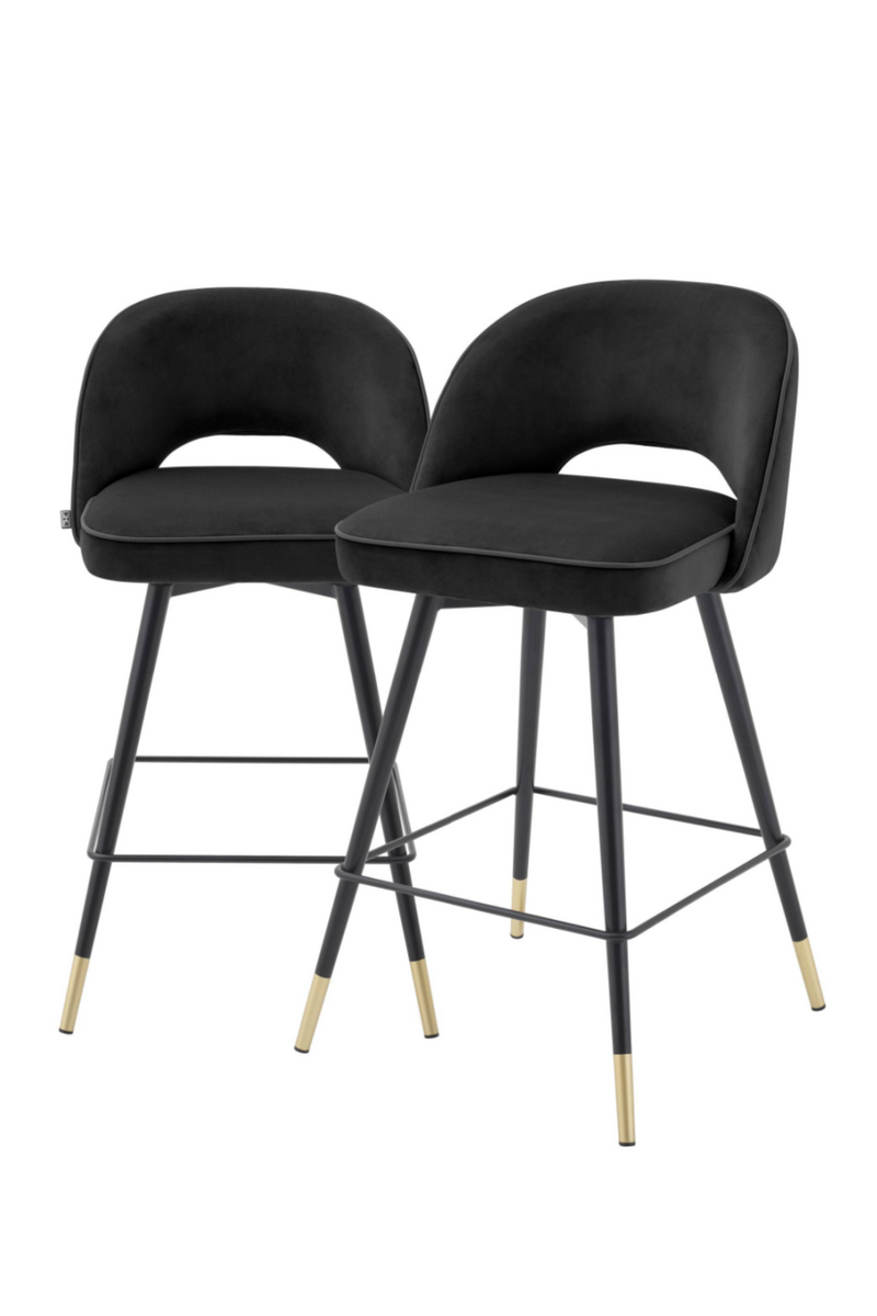 Chaise de bar en velours noir S (lot de 2) | Eichholtz Cliff | Meubleluxe.fr