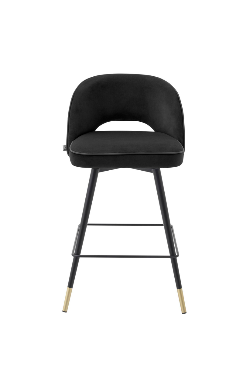 Chaise de bar en velours noir S (lot de 2) | Eichholtz Cliff | Meubleluxe.fr