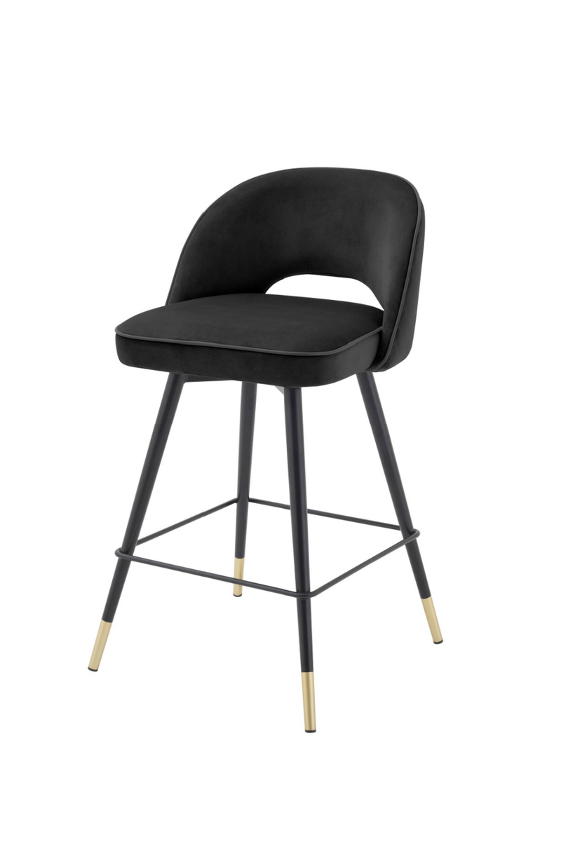 Chaise de bar en velours noir S (lot de 2) | Eichholtz Cliff | Meubleluxe.fr