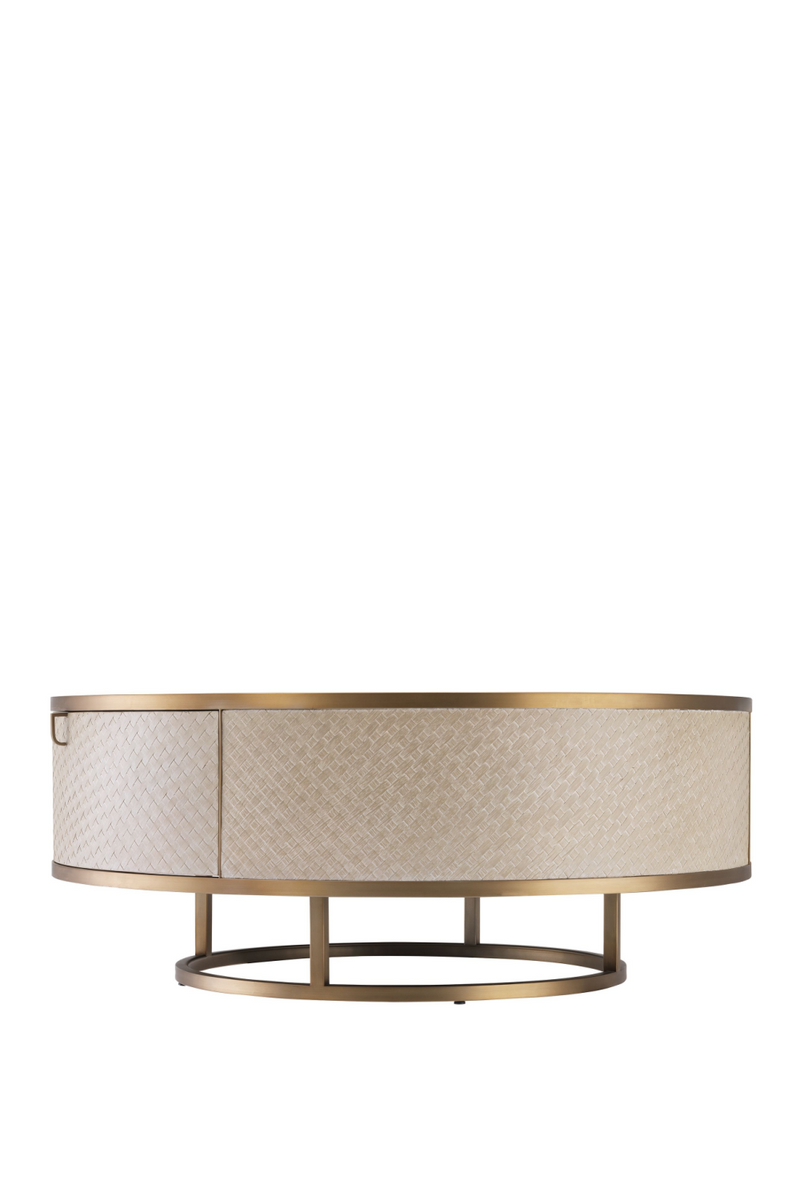 Table basse beige en chêne tissé | Eichholtz Napa Valley | Meubleluxe.fr