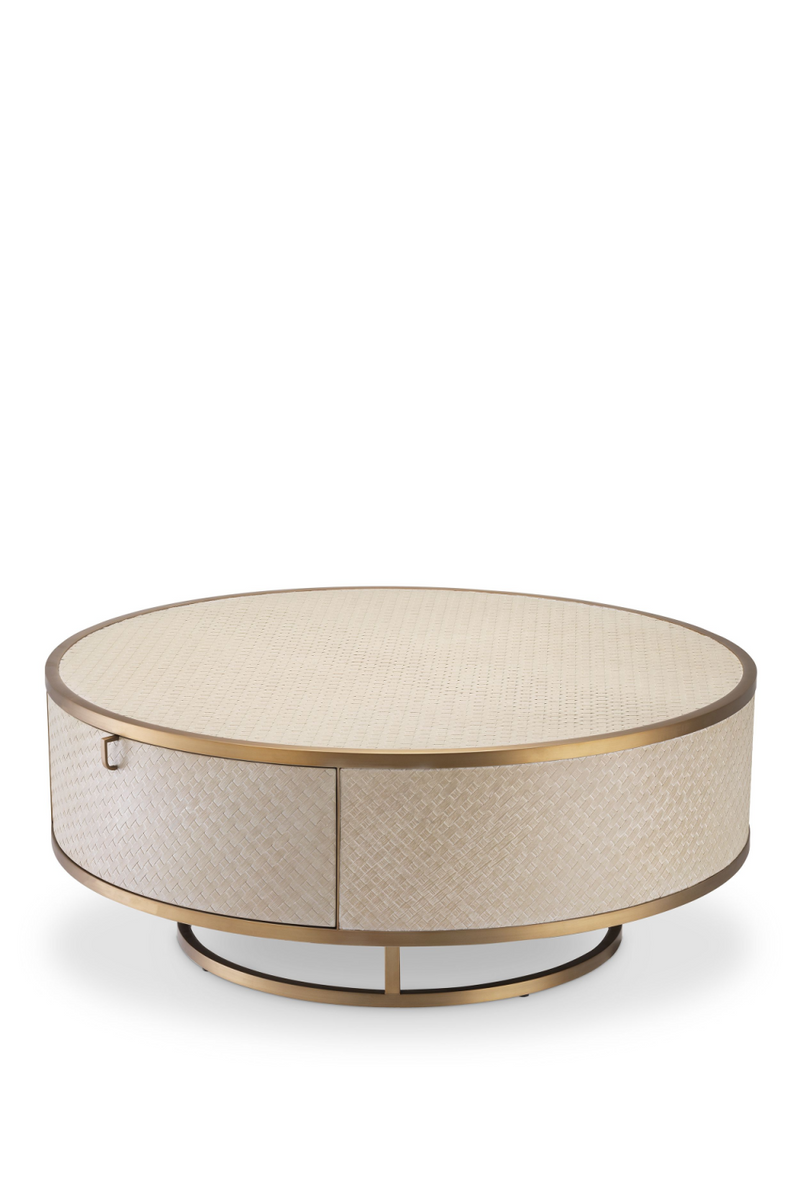 Table basse beige en chêne tissé | Eichholtz Napa Valley | Meubleluxe.fr