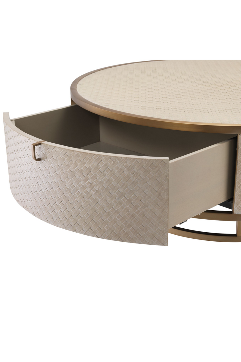 Table basse beige en chêne tissé | Eichholtz Napa Valley | Meubleluxe.fr