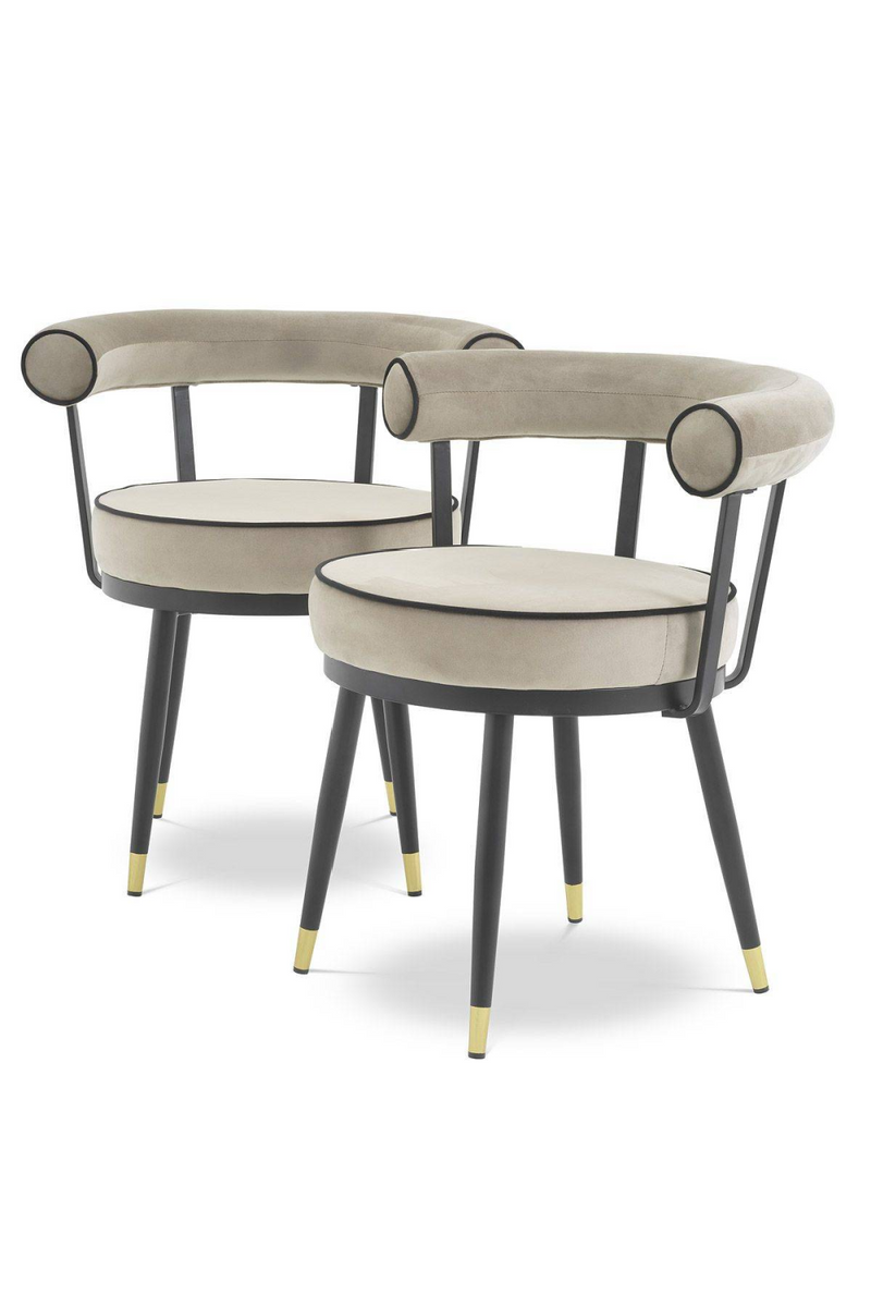 Chaises en velours beige (lot de 2) | Eichholtz Vico | Meubleluxe.fr