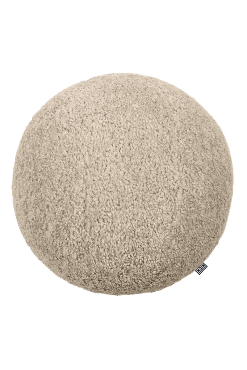 Coussin rond bouclé beige | Eichholtz Palla L | Meubleluxe.fr