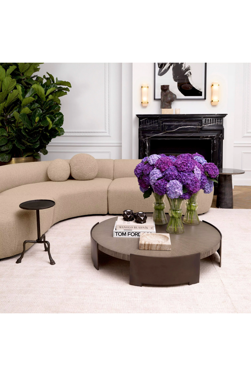 Table basse en bronze et chêne boisé | Eichholtz Quinto | Meubleluxe.fr