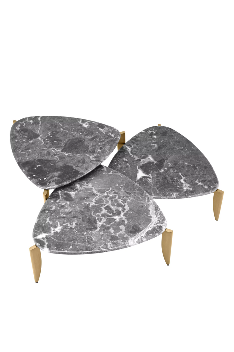 Table basse en laiton brossé et marbre gris (lot de 3) | Eichholtz Regioni | Meubleluxe.fr