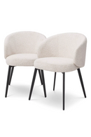 Chaise de salle à manger bouclé crème avec accoudoir (lot de 2) | Eichholtz Lloyd | Meubleluxe.fr