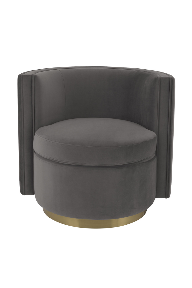 Fauteuil pivotant en velours gris | Eichholtz Amanda | Meubleluxe.fr