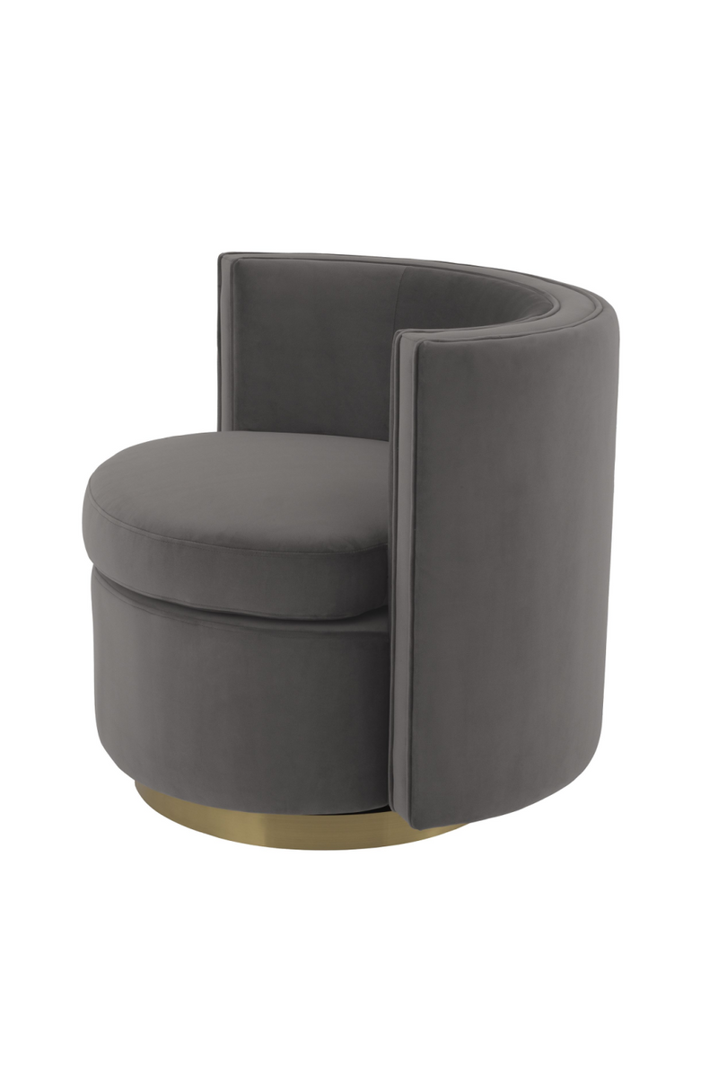 Fauteuil pivotant en velours gris | Eichholtz Amanda | Meubleluxe.fr