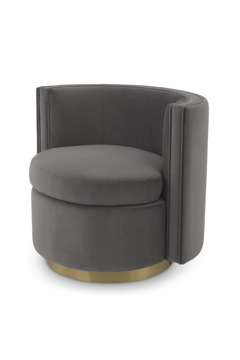 Fauteuil pivotant en velours gris | Eichholtz Amanda | Meubleluxe.fr