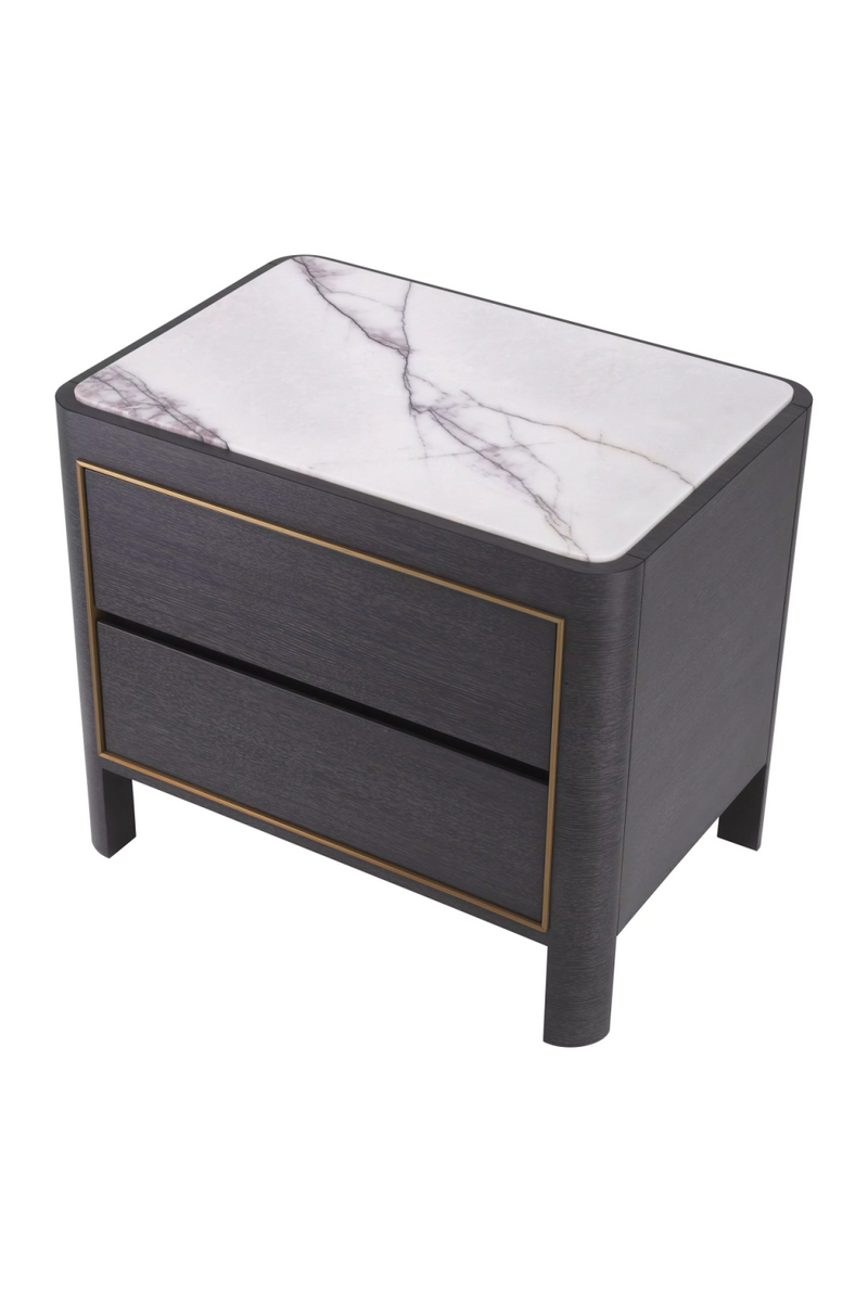 Table de chevet en chêne anthracite et marbre blanc | Eichholtz Corazon | Meubleluxe.fr