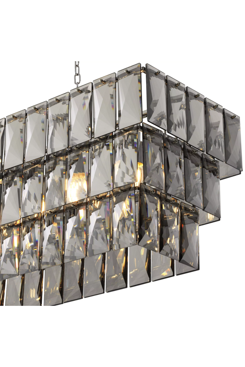 Lustre rectangulaire nickelé en verre cristal | Eichholtz Amazone | Meubleluxe.fr