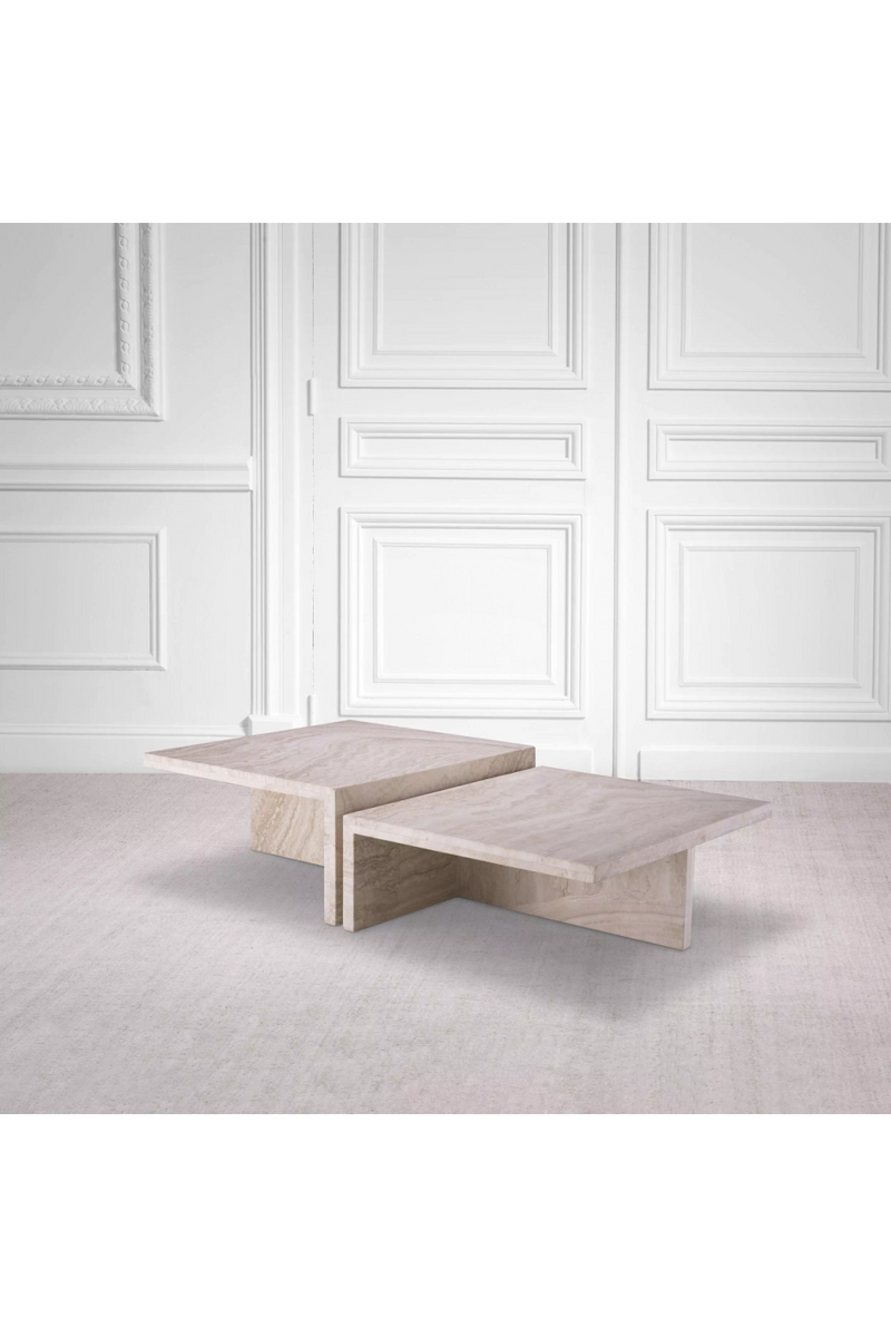 Table basse en travertin | Eichholtz Amara S | Meubleluxe.fr