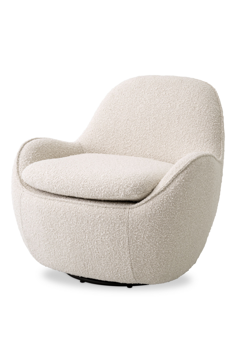 Fauteuil pivotant bouclé crème | Eichholtz Cupido | Meubleluxe.fr