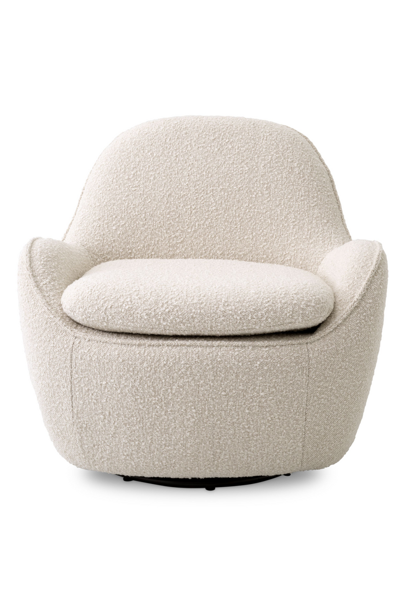 Fauteuil pivotant bouclé crème | Eichholtz Cupido | Meubleluxe.fr