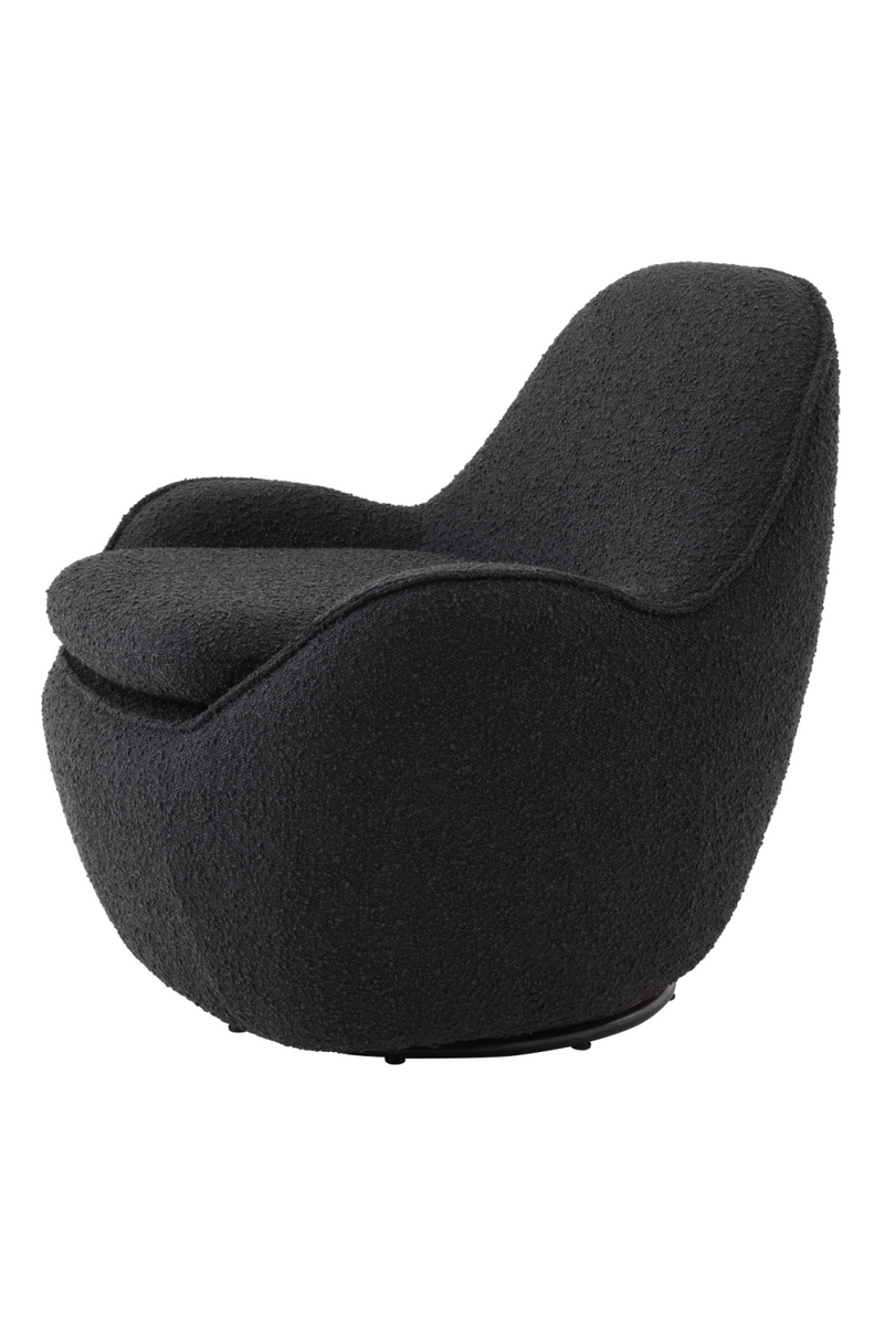 Fauteuil pivotant bouclé noir | Eichholtz Cupido | Meubleluxe.fr