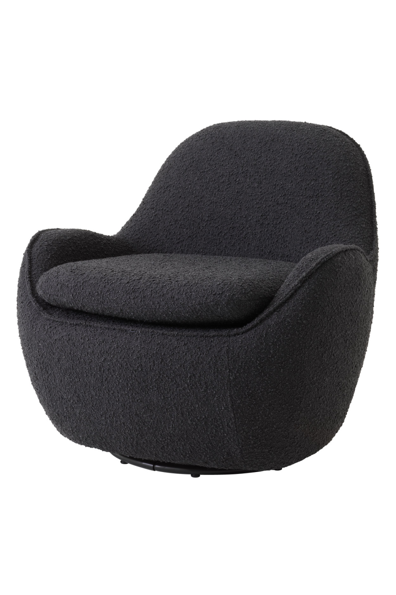 Fauteuil pivotant bouclé noir | Eichholtz Cupido | Meubleluxe.fr