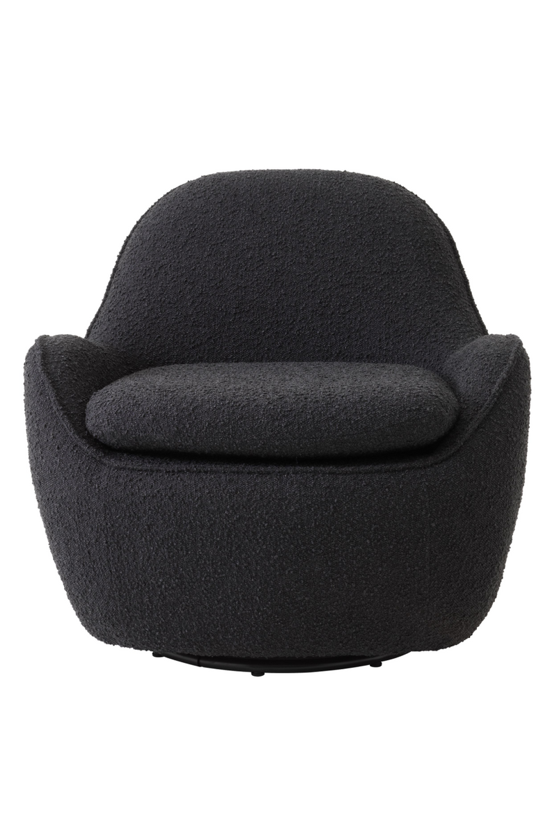 Fauteuil pivotant bouclé noir | Eichholtz Cupido | Meubleluxe.fr