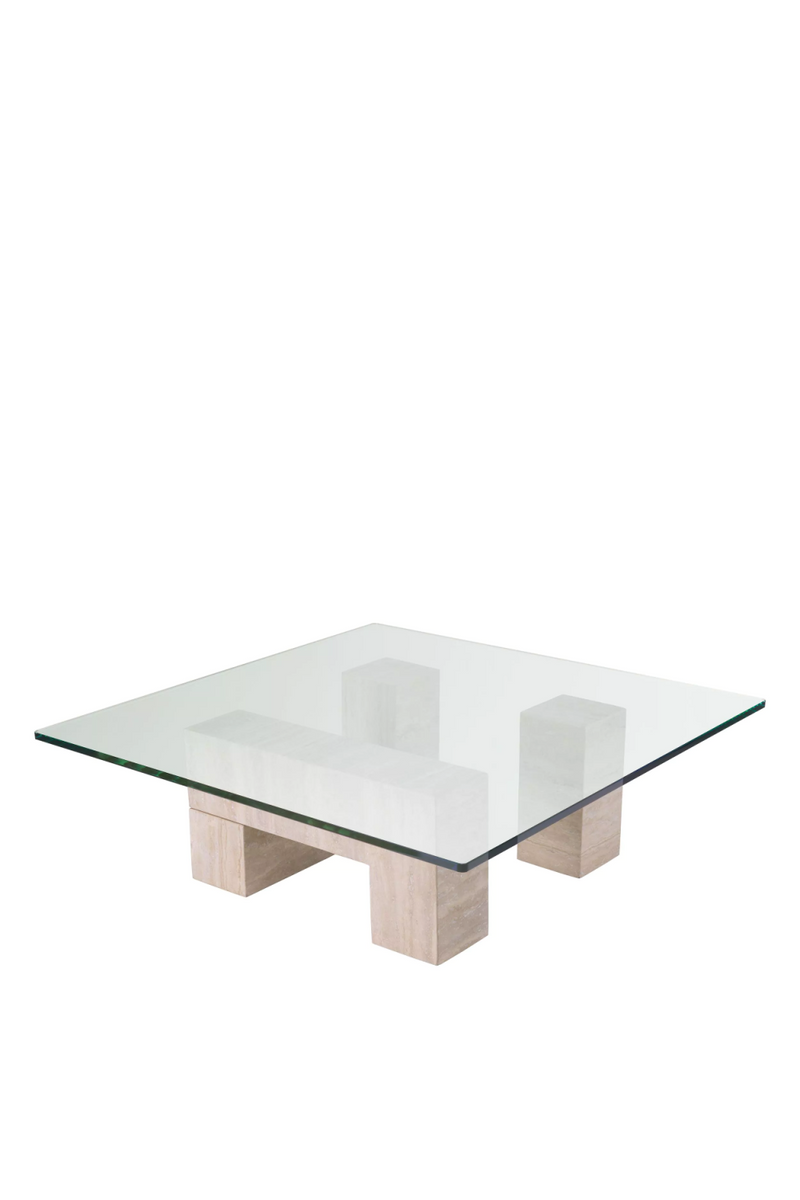 Table basse en verre et travertin | Eichholtz Ikal | Meubleluxe.fr