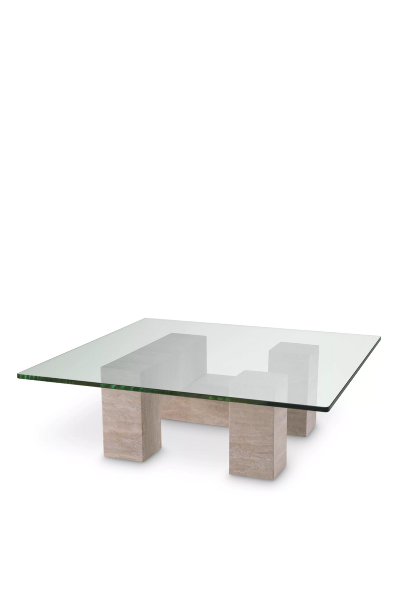 Table basse en verre et travertin | Eichholtz Ikal | Meubleluxe.fr