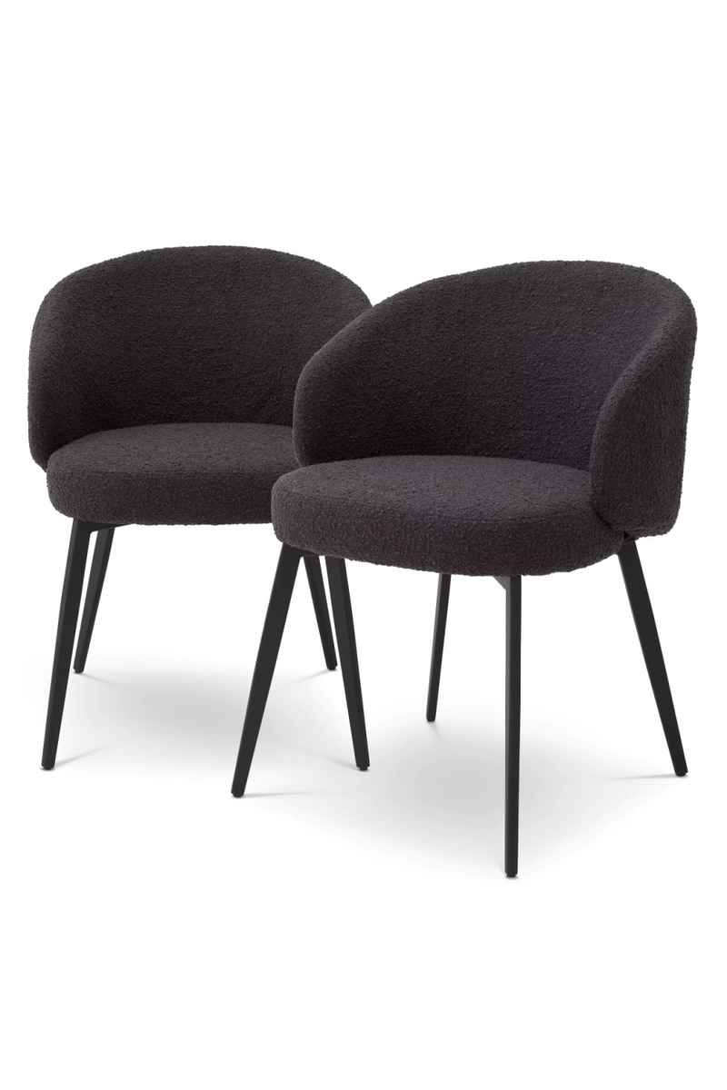 Chaise de salle à manger bouclé noir avec accoudoir (lot de 2) | Eichholtz Lloyd