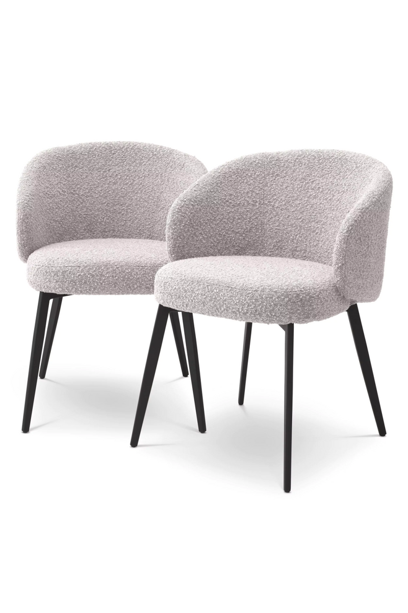 Chaise de salle à manger bouclé gris avec accoudoir (lot de 2) | Eichholtz Lloyd | Meubleluxe.fr