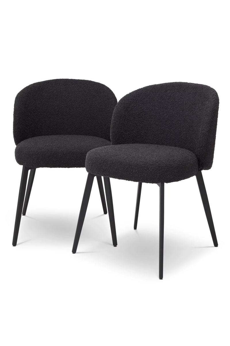 Chaise de salle à manger bouclé noir (lot de 2) | Eichholtz Lloyd | Meubleluxe.fr