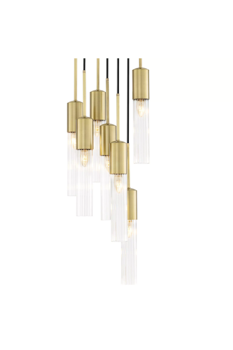 Lustre suspension en laiton brossé | Eichholtz Lulu | Meubleluxe.fr