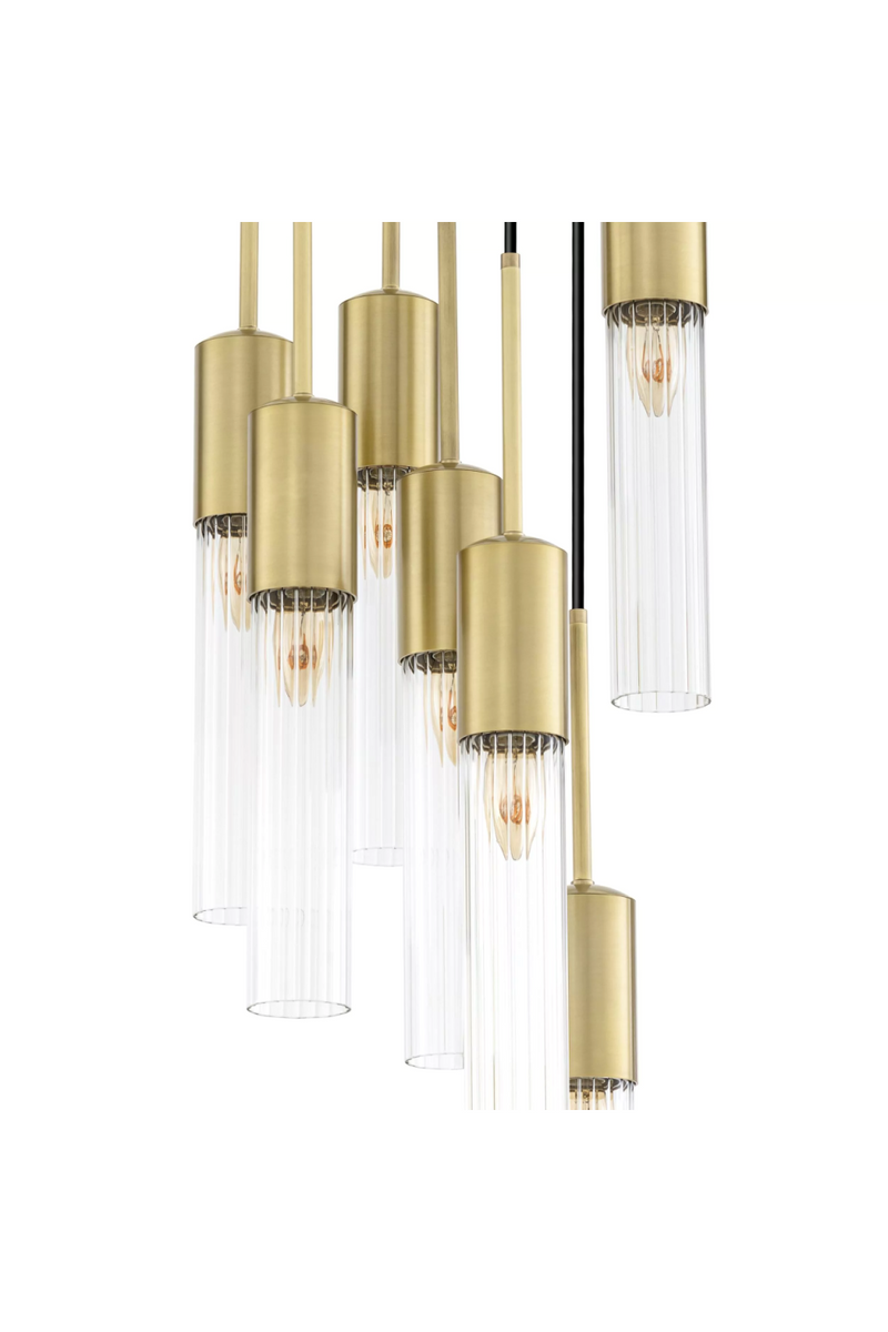 Lustre suspension en laiton brossé | Eichholtz Lulu | Meubleluxe.fr