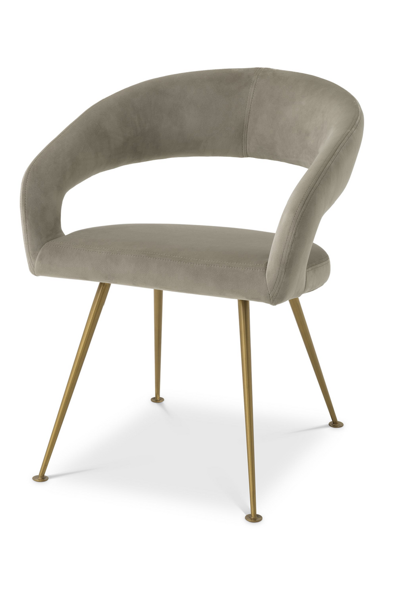 Chaise de salle à manger en velours taupe | Eichholtz Bravo | Meubleluxe.fr