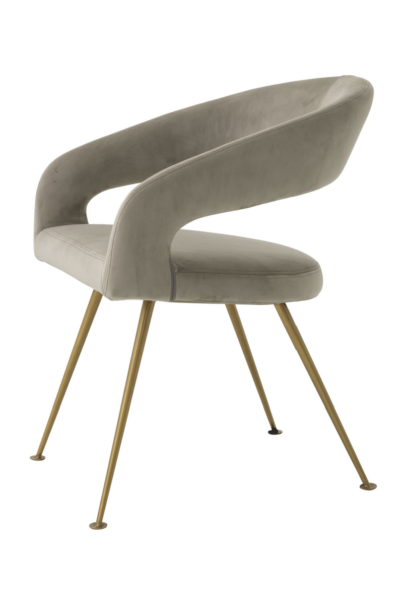 Chaise de salle à manger en velours taupe | Eichholtz Bravo | Meubleluxe.fr