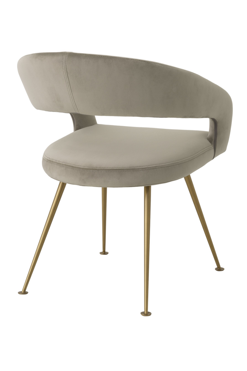 Chaise de salle à manger en velours taupe | Eichholtz Bravo | Meubleluxe.fr