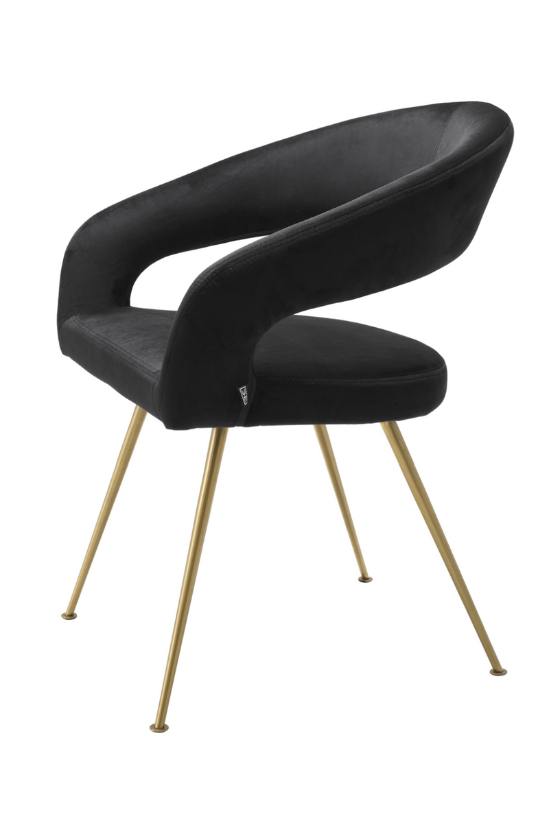 Chaise de salle à manger en velours noir | Eichholtz Bravo | Meubleluxe.fr