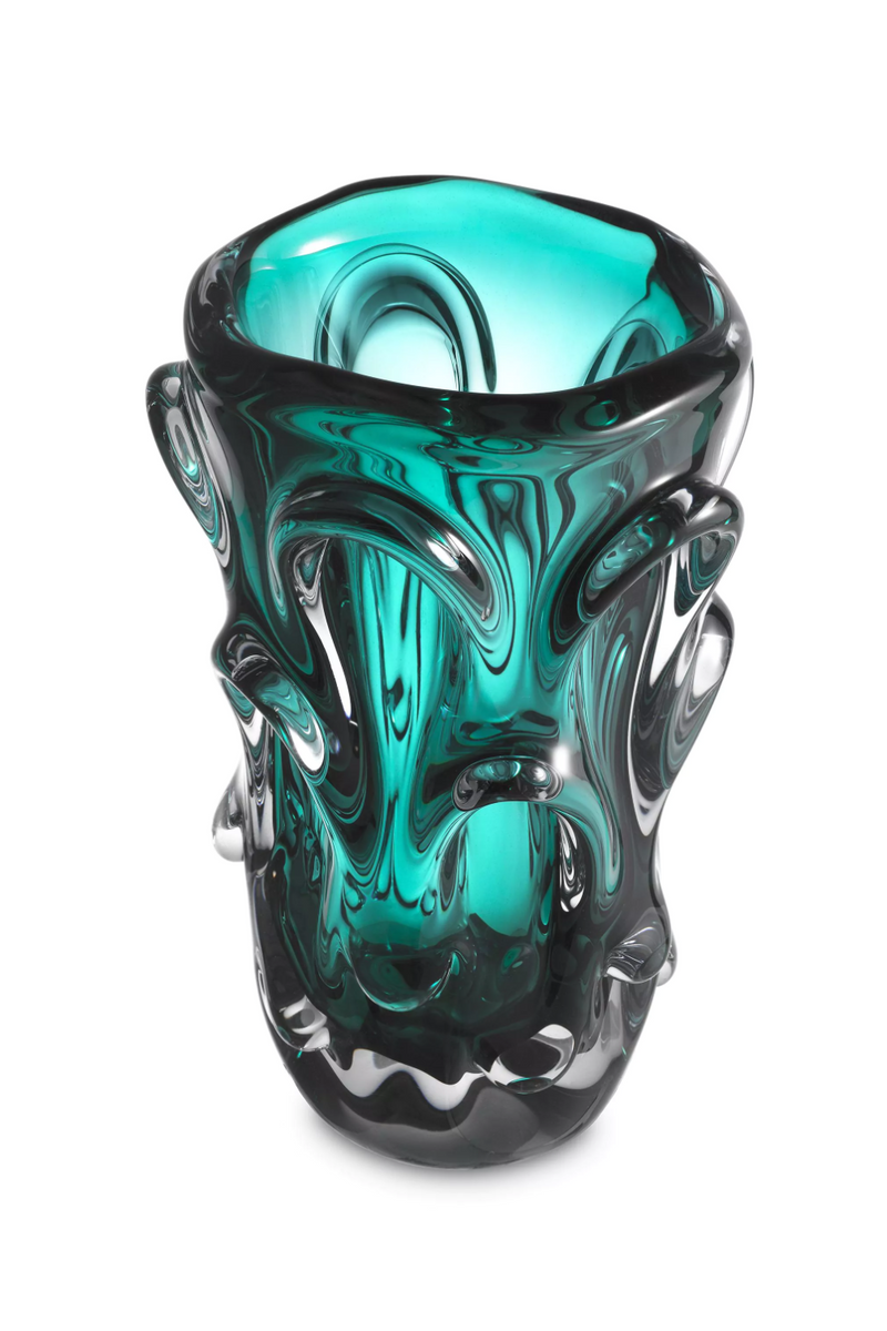 Vase turquoise en verre soufflé | Eichholtz Aila L | Meubleluxe.fr