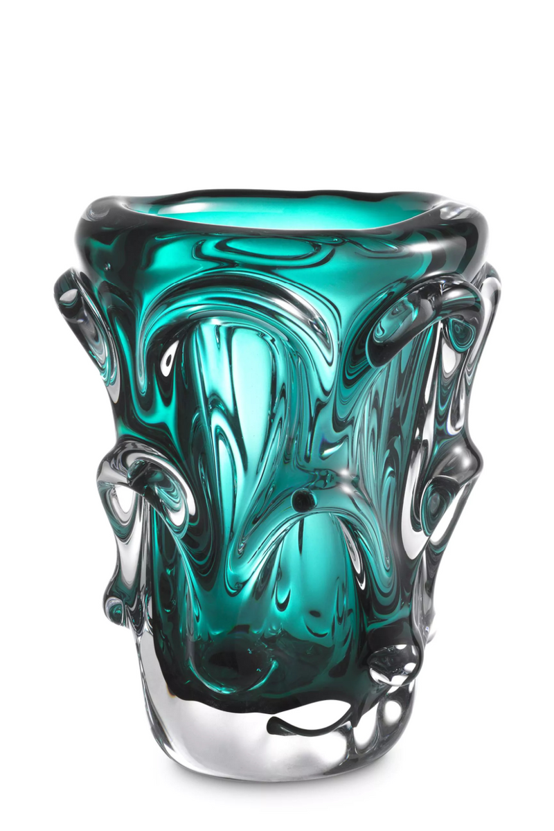 Vase turquoise en verre soufflé | Eichholtz Aila S | Meubleluxe.fr