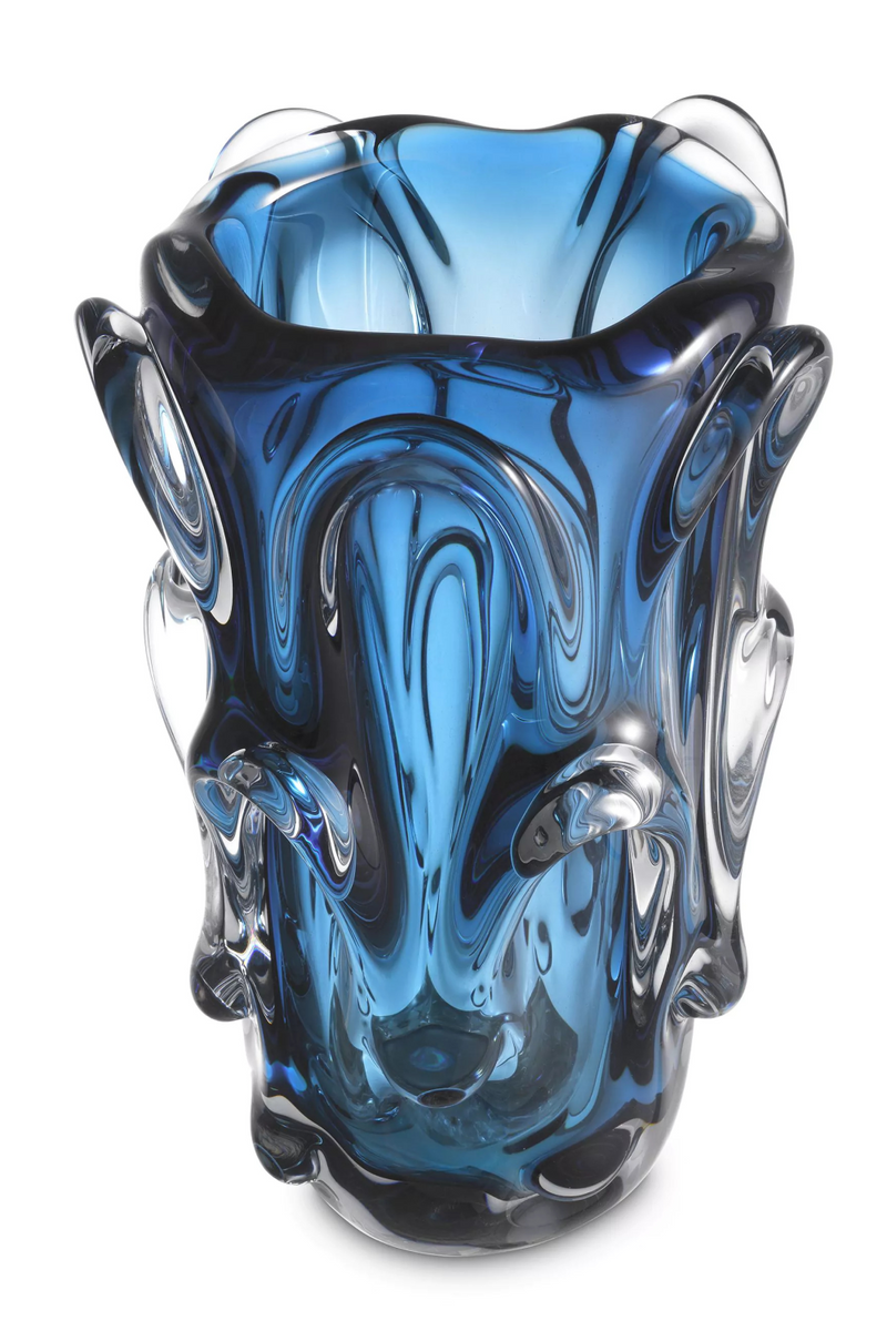 Vase bleu en verre soufflé | Eichholtz Aila L | Meubleluxe.fr