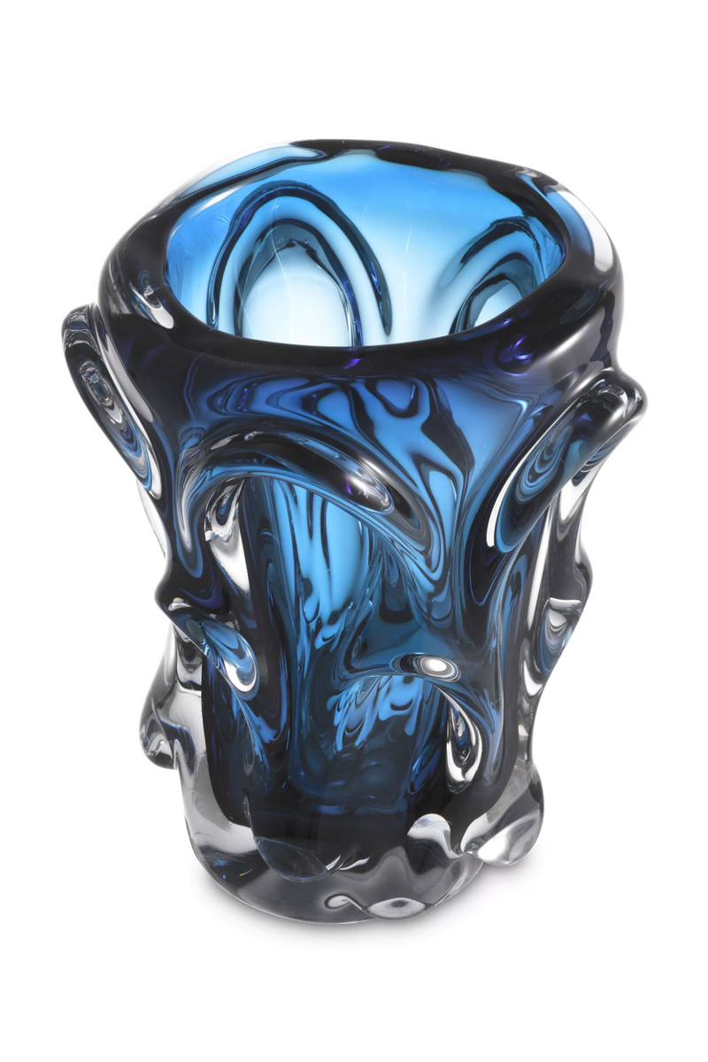 Vase bleu en verre soufflé | Eichholtz Aila S | Meubleluxe.fr