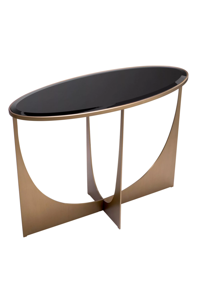 Console en laiton brossé et verre noir | Eichholtz Elegance | Meubleluxe.fr