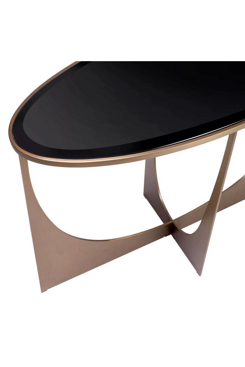 Console en laiton brossé et verre noir | Eichholtz Elegance | Meubleluxe.fr