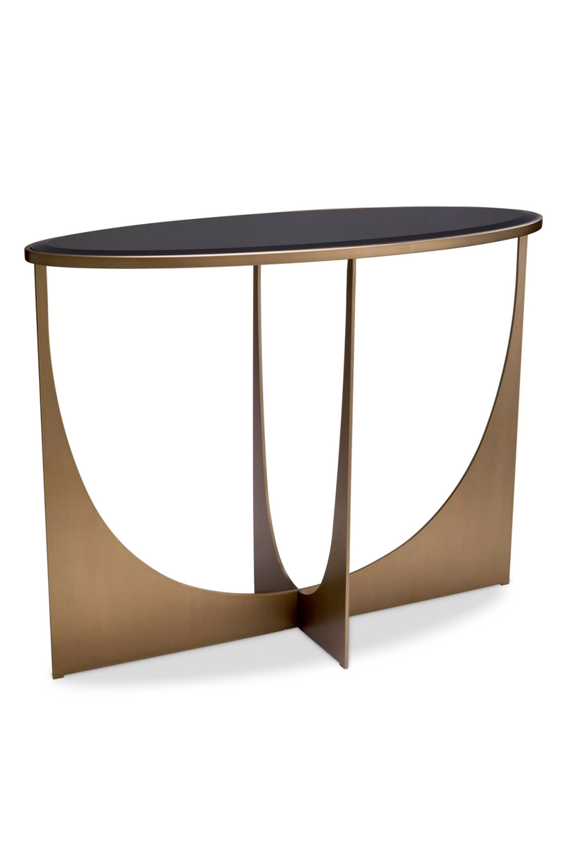 Console en laiton brossé et verre noir | Eichholtz Elegance | Meubleluxe.fr