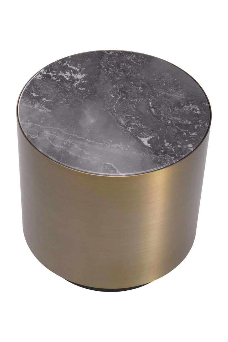 Round brass and gray marble side table | Eichholtz Porter